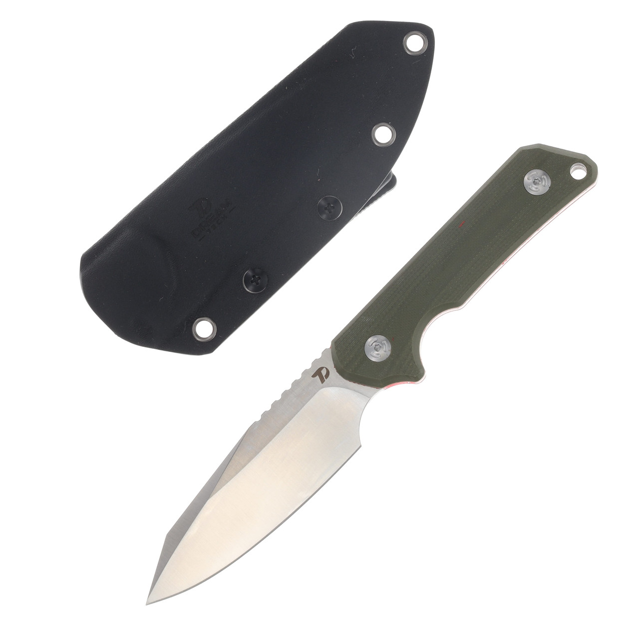 Dreamtech Fixed Blade/Green G10/Satin Finish D2 Blade/Black Kydex Sheath DTK3019GG