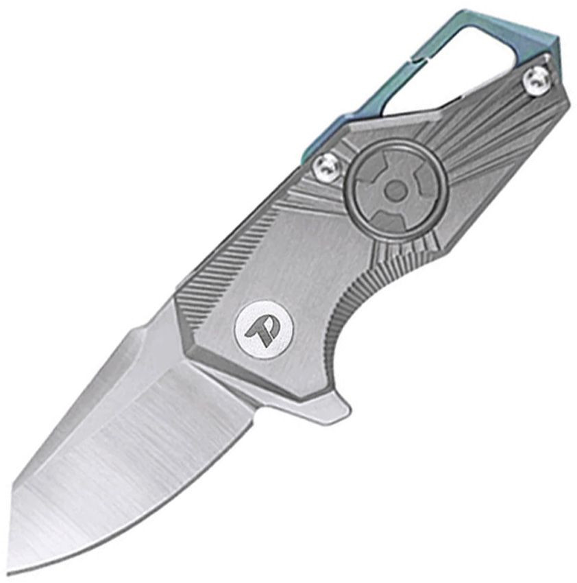 Dreamtech Gray Titanium D2 Reverse Tanto Carabiner Folding Knife