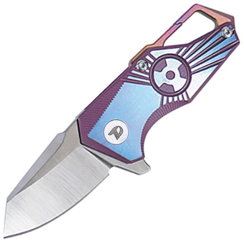 Dreamtech Purple Blue Titanium S35VN Carabiner Flipper Folding Knife