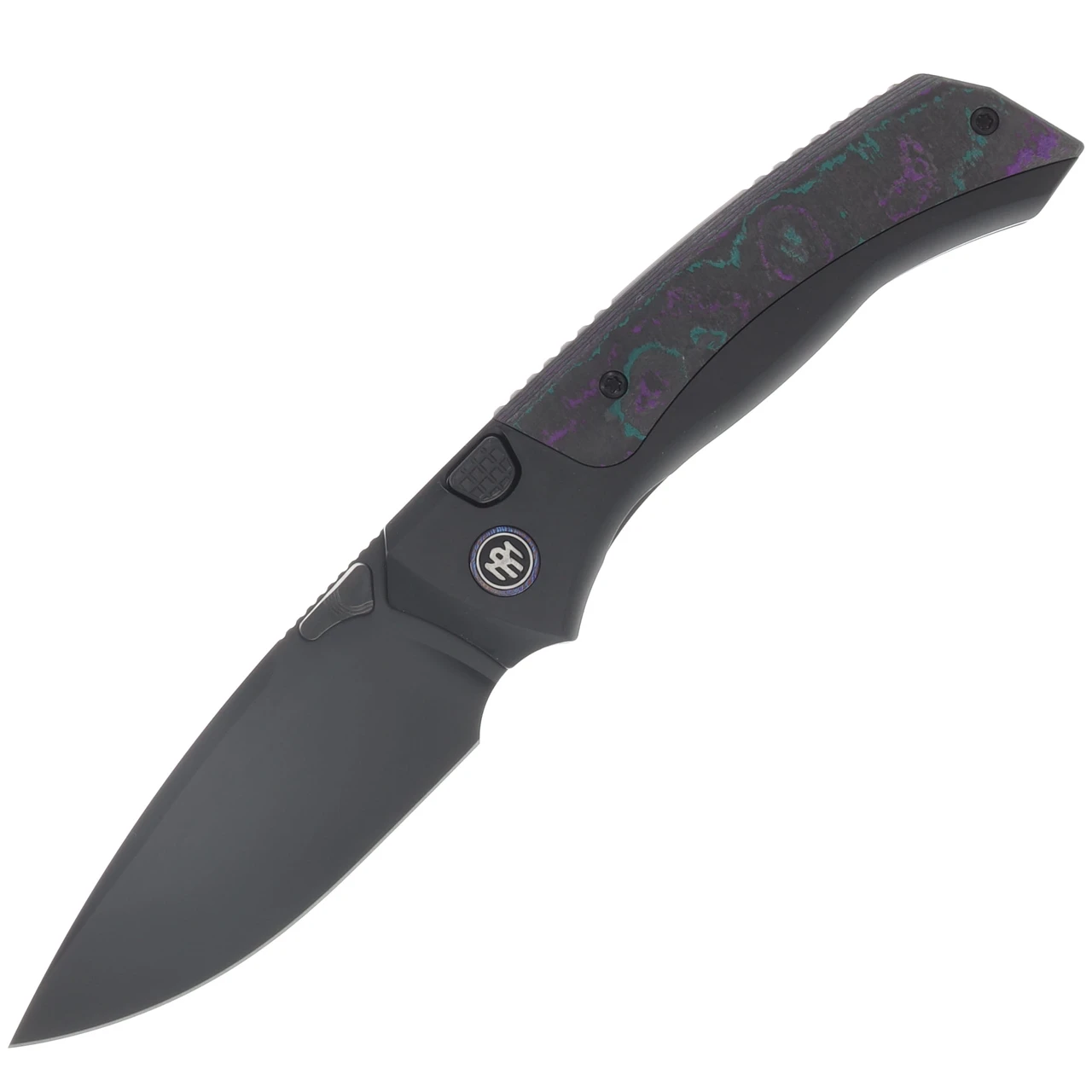 Remette Knives RT-Steed Folding Knife Black DLC M390/Titanium and Kelp Bed CamoCarbon RTWS-BCBA