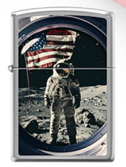 Zippo USA 250th Anniversary Limited Edition Moon Landing Brushed Chrome Lighter ZP127819