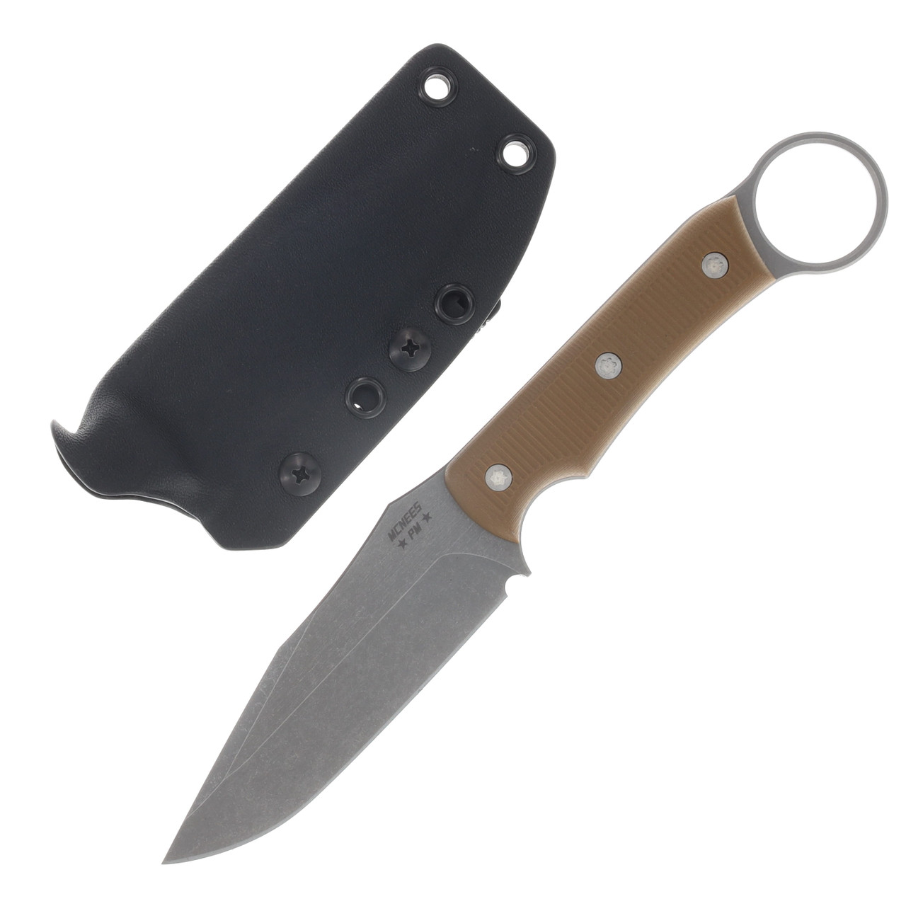 McNees Ringed Agent Fixed Blade Knife Stonewash/Coyote G-10 MCFXRAGSWACY
