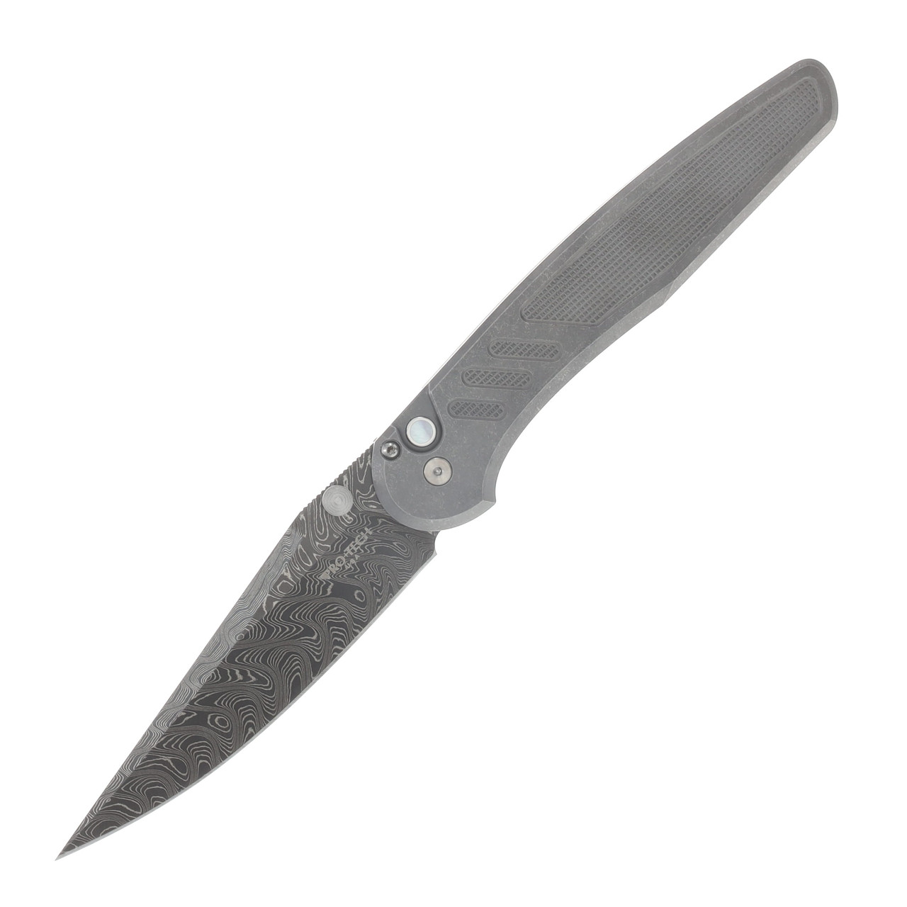 ProTech Auto Avalon Custom 004 Chad Nichols Boomerang Damascus/Knurled 17-4 Heat Treated Steel