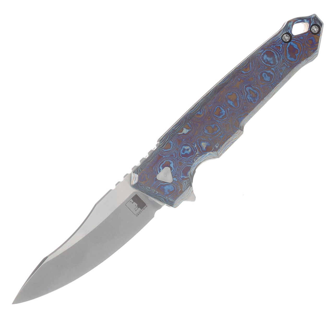 Angryman Littlefinger Framelock Folding Knife Purple Timascus Handle Magnacut Bld ANGLTLFNGPRPTIMAS