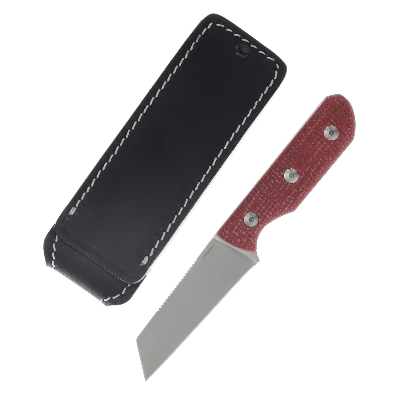 StraighLine Scorer Fixed Blade Red Burlap Micarta Handle Satin