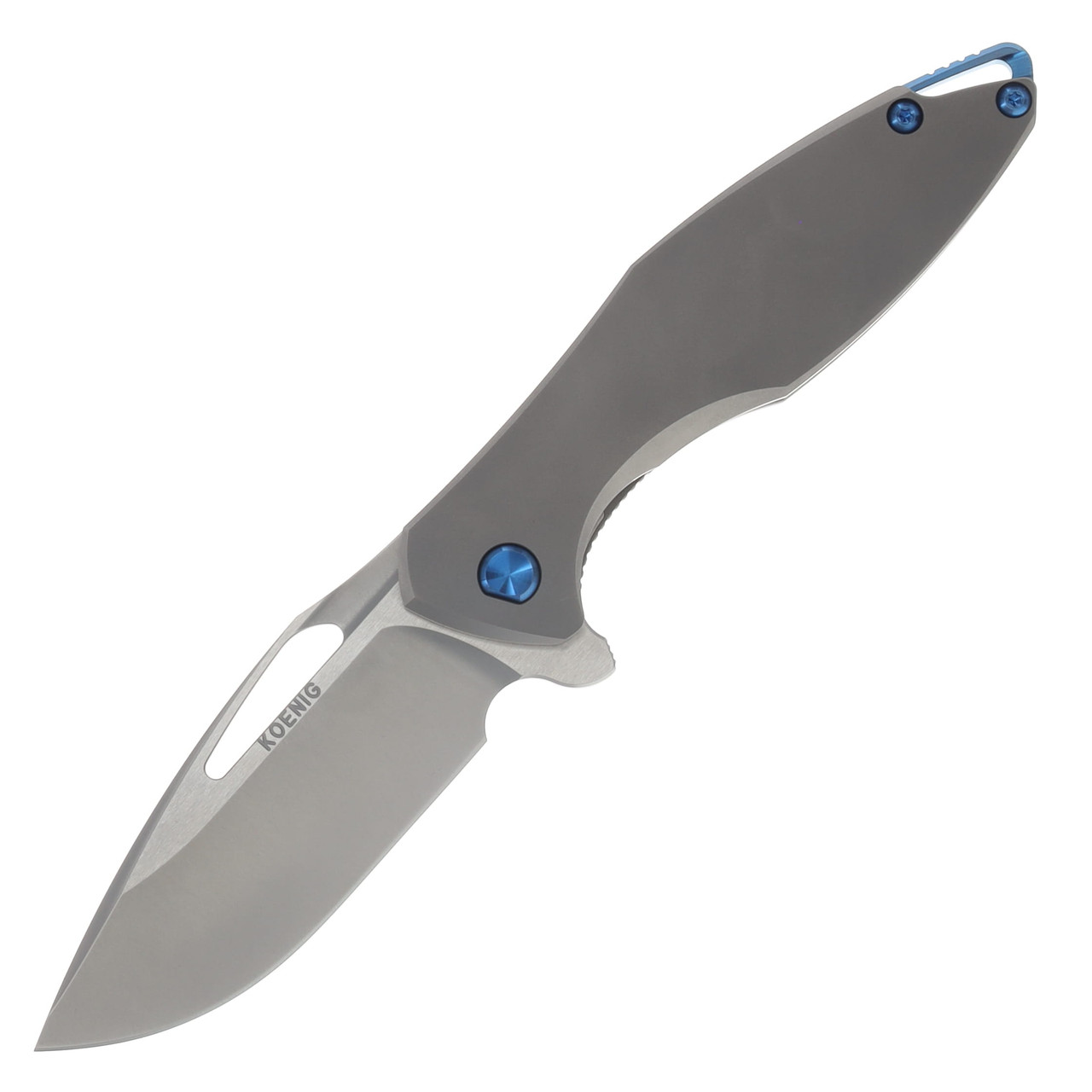 Koenig Arius Framelock/M390 Burnished w/PF/6AL4V Ti Smooth Handles/Blue Anodized Hardware AR11111221