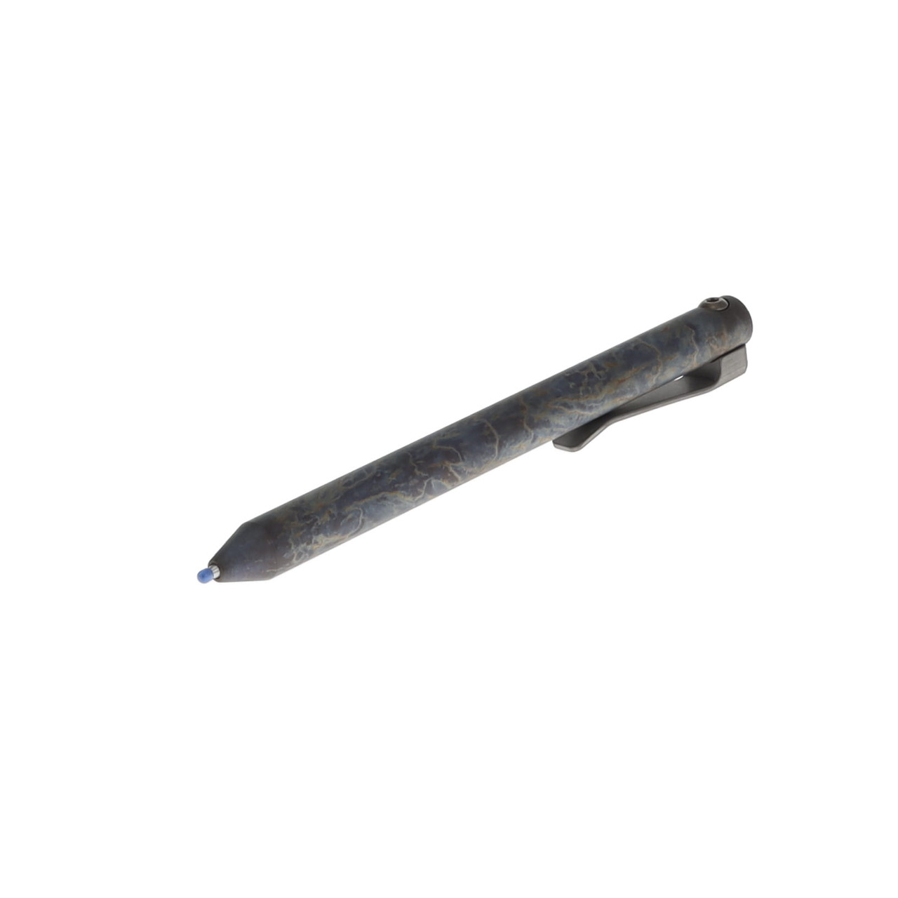 Maverick Customs Flipper Universal Pen Vulcan Titanium Body with Titanium Flipper and Stonewash Milled Titanium Clip MCVFTBTFSMTC
