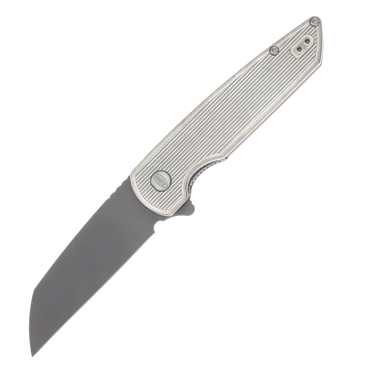 ABW Model 2 Folding Knife Titanium Handle Straight Line Pattern Natural ABWMODEL2TITSTRAIGHTNATURAL