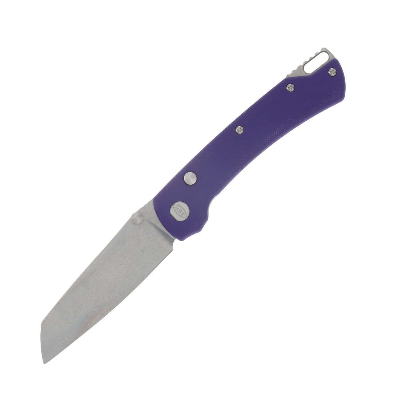 ABW Model 3 Manual Button Lock Folder Purple G-10 Magnacut Blade ABWMODEL3G10PURPLE
