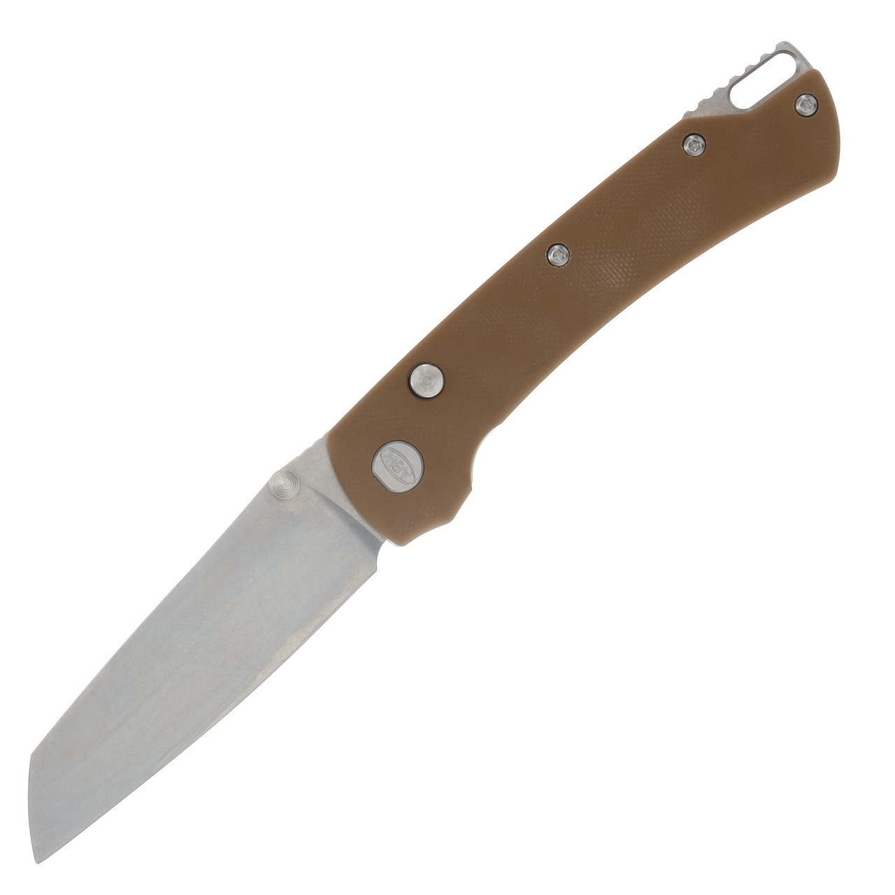 ABW Model 3 Manual Button Lock Folder Tan G-10 Handle Magnacut Blade ABWMODEL3G10TAN