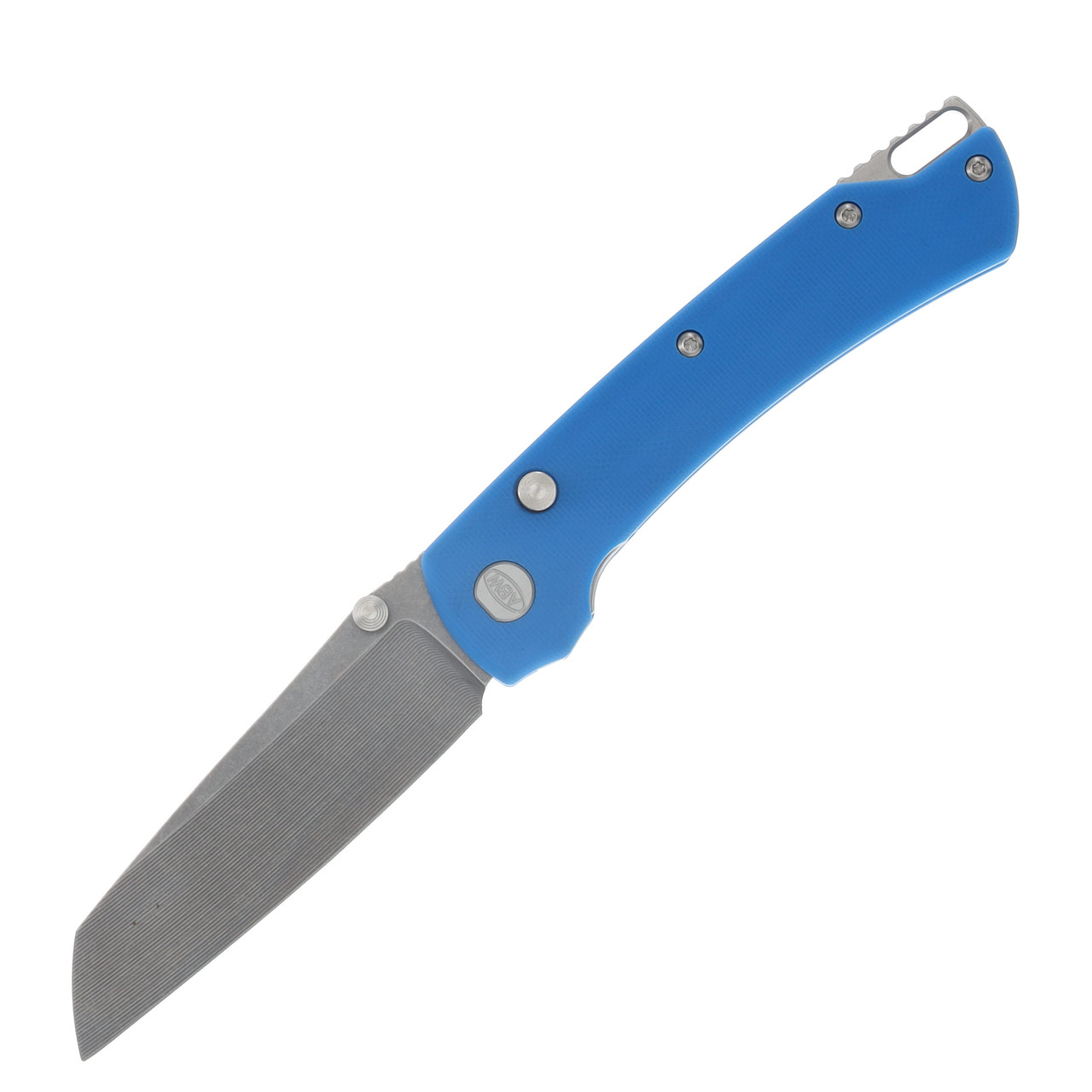 ABW Model 3 Manual Button Lock Folder Blue G-10 Magnacut Blade ABWMODEL3G10BLUE