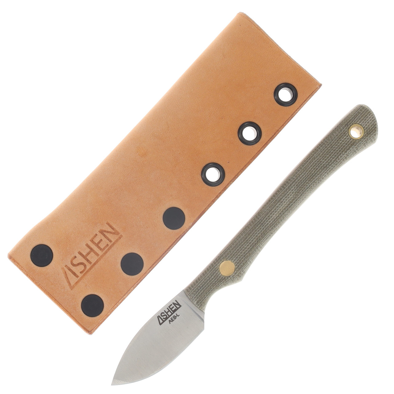 Lishen Knives Northern Scalpel Fixed Blade Matte Green Canvas Micarta Handle Aluminum Pins LKNSMGCM