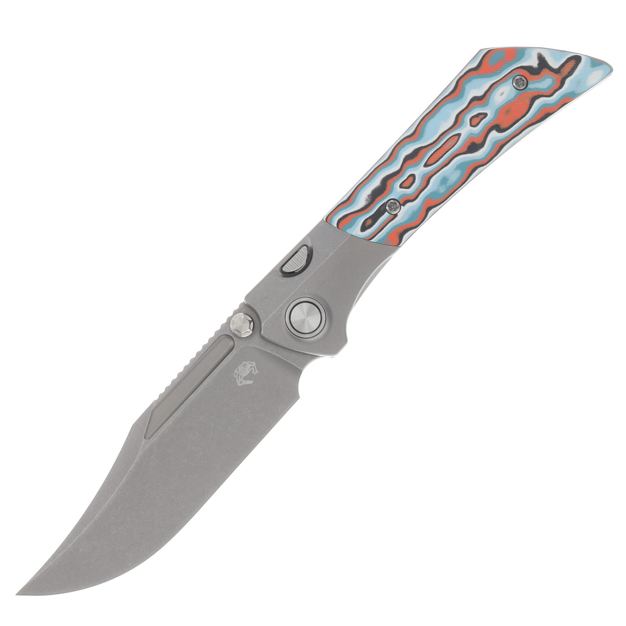 Gecko Customz Knifeworks Dune A6 Stonewash & Orange Gmascus Handle M390 Belt Satin Blade DUNEA6