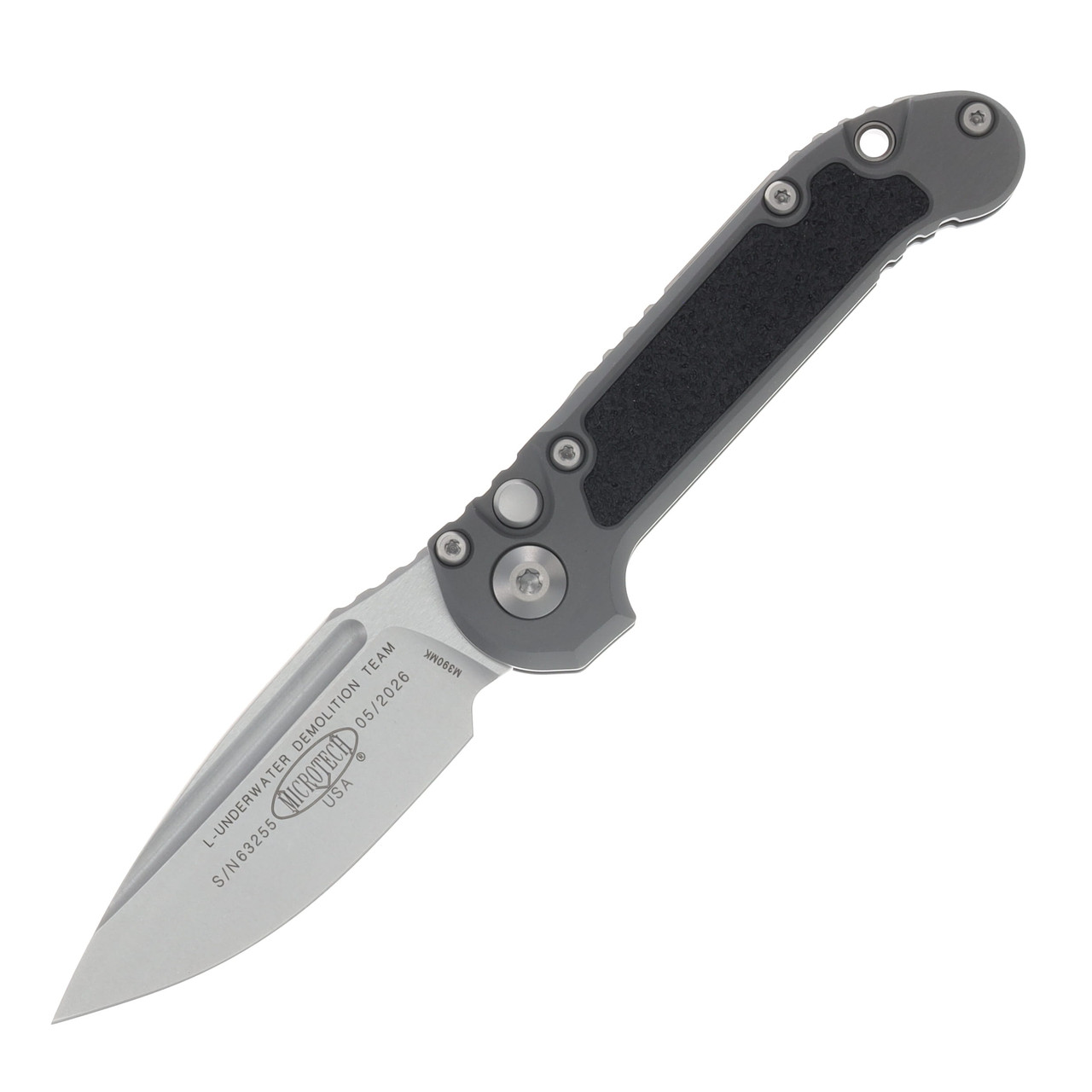 Microtech LUDT Gen III Automatic Knife Stonewash S/E Natural Clear Aluminum AUMT113510NC