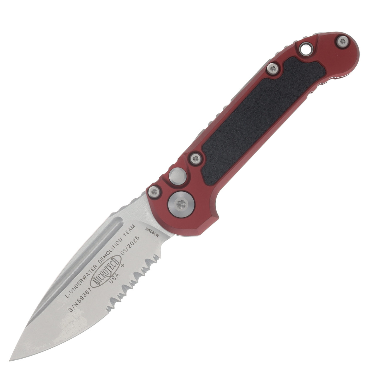 Microtech LUDT Gen III Automatic Knife Stonewash Partially Serrated S/E Merlot AUMT113511MR