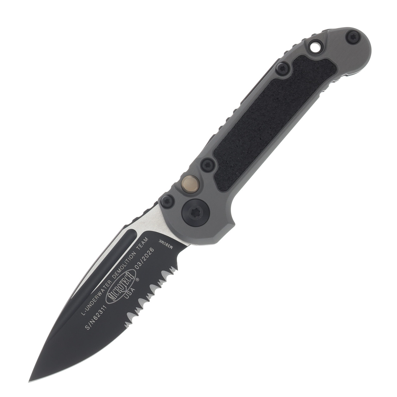 Microtech LUDT Gen III Automatic Knife Partially Serrated S/E Natural Clear Aluminum AUMT11352NC