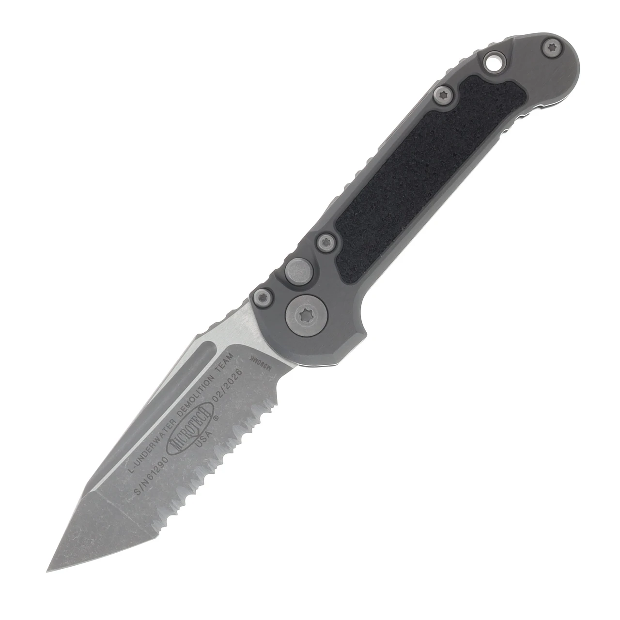 Microtech LUDT Gen III Automatic Knife Serrated Apocalyptic T/E Natural Clear Aluminum AUMT113612APNC