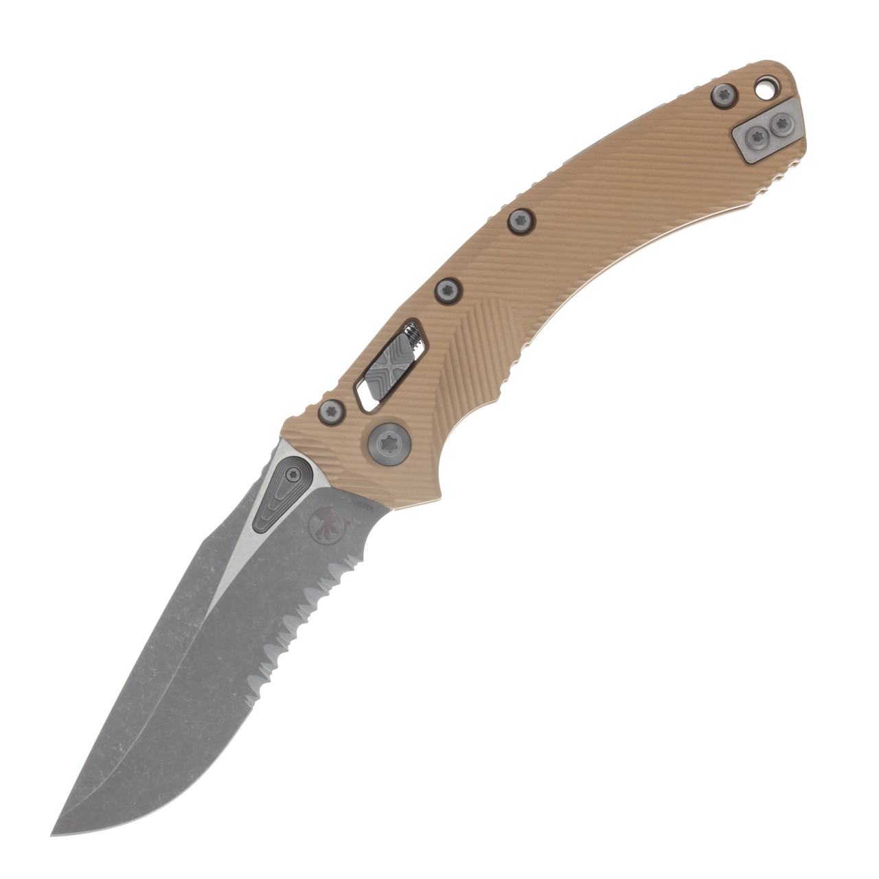Microtech Amphibian Ram-Lok S/E P/S Apocalyptic Fluted Brown Aluminum MT137RL11APFLBN