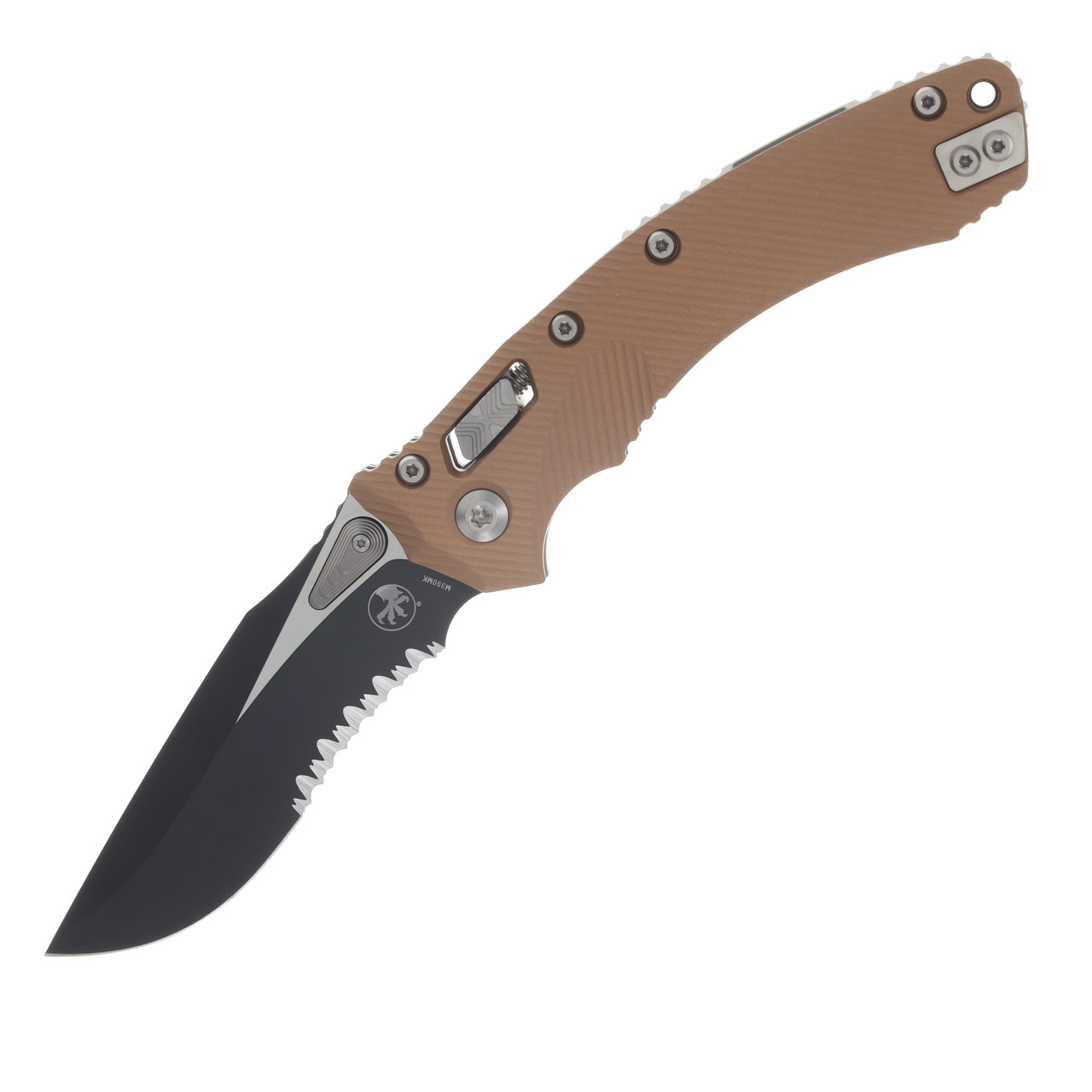 Microtech Amphibian Ram-Lok S/E Black P/S Fluted Brown Aluminum MT137RL2FLBN