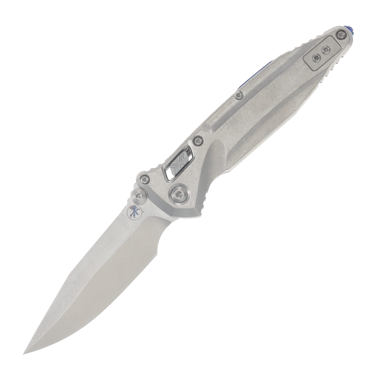 Microtech Socom Delta RAM-LOK Spear Point MS Folder STNWSH-STNWSH TI W/ Blue