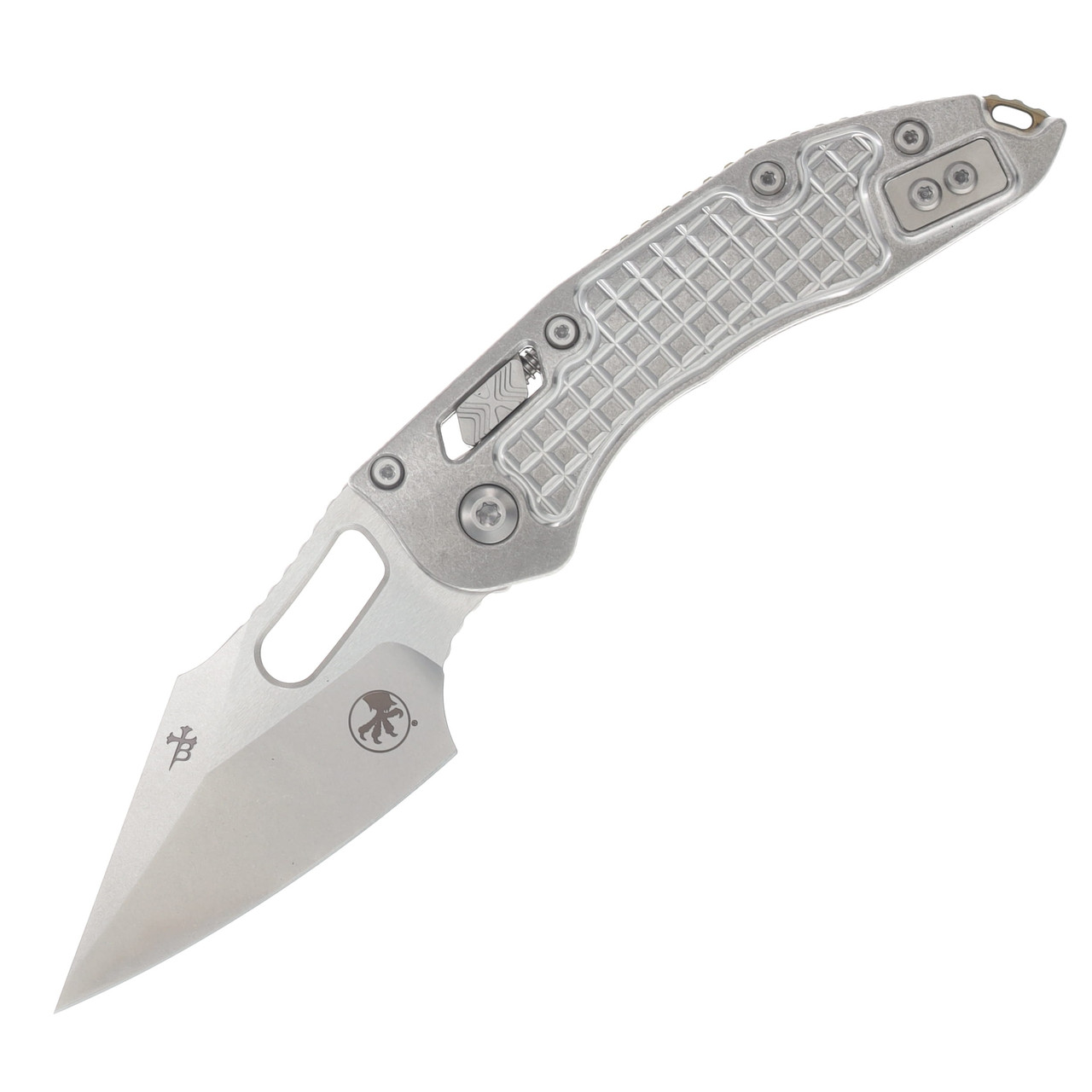 Microtech M-Stitch RAM-LOK MS Folder STNWSH-STNWSH Slab Side TI W/ Blue AUMT169MRL10MS2