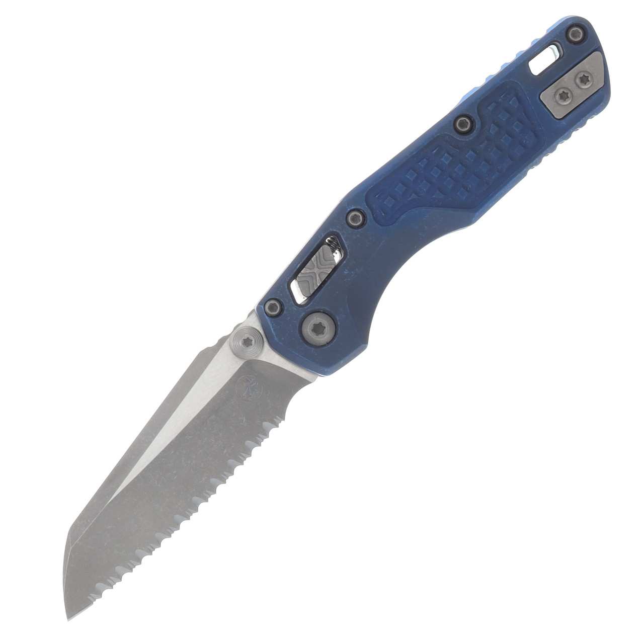Marfione Select MSI Mini RAM-LOK Folding Knife Serrated Apocalyptic/Antique Blue Frag Titanium with Blue Titanium Accents MT210M12APFRMS2