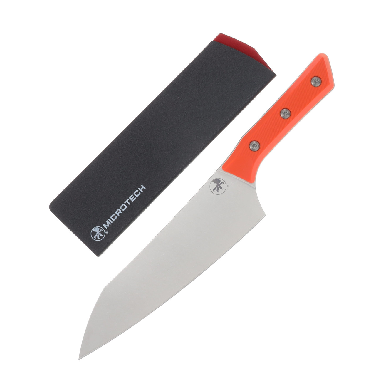 Microtech 8" Chef Knife Stonewash M390MK/Ember G-10 MT300010EM