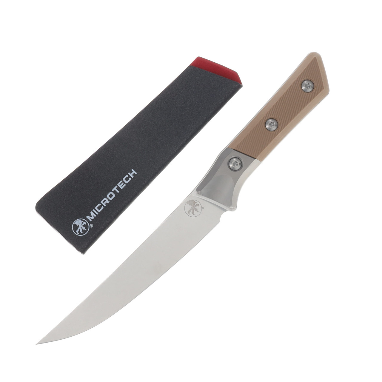 Microtech 6.125" Boning Knife Stonewash M390MK/Coyote Tan G-10 with Titanium Bolsters MT3100B10CE