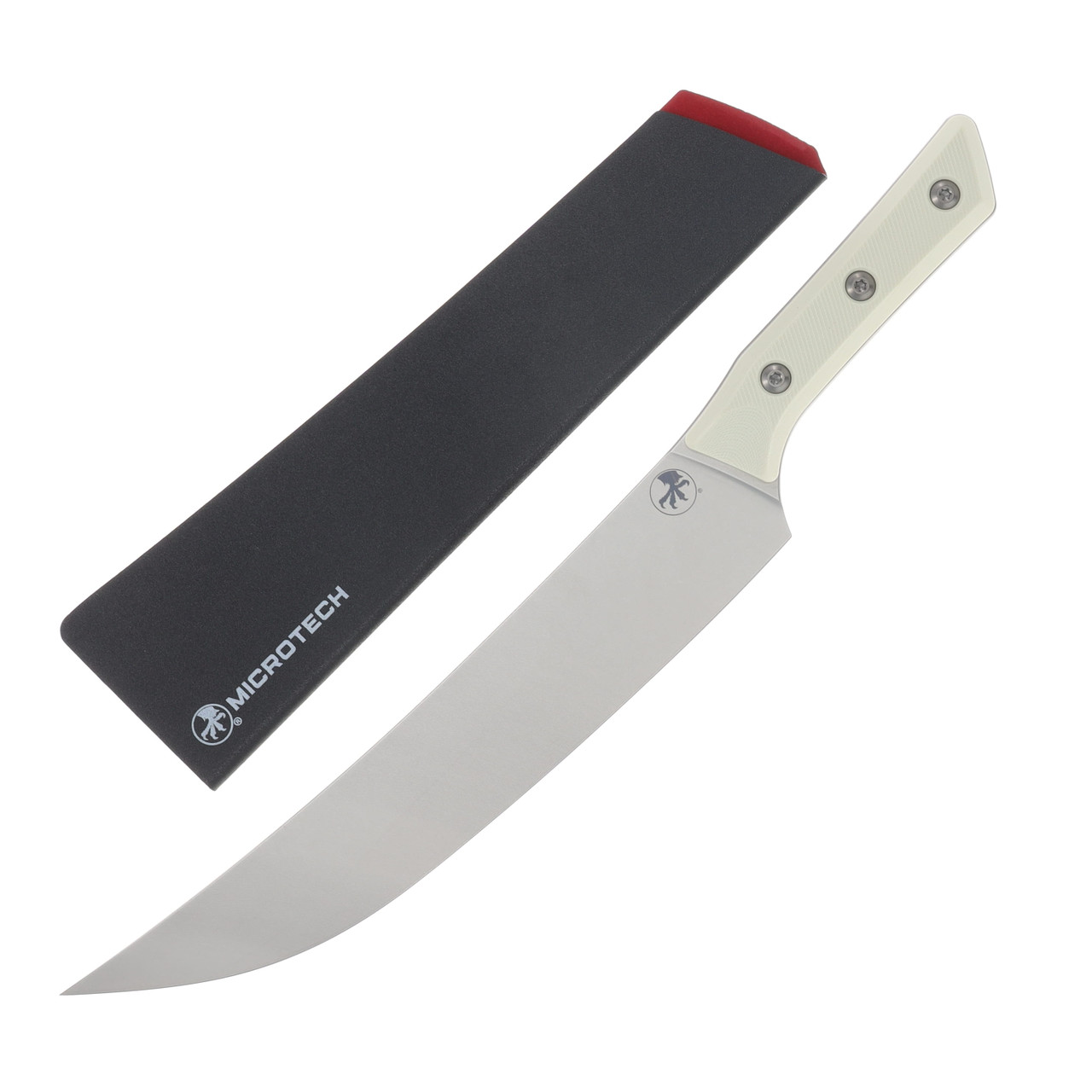 Microtech 10in Butcher Knife Stonewash Standard Ivory G-10 MT380010IV