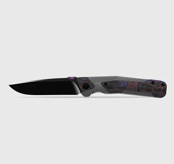 Kizer Sable Chief Framelock Folding Knife Matte DLC Ultra K390/Titanium & Purple Haze FatCarbon KI3745A2