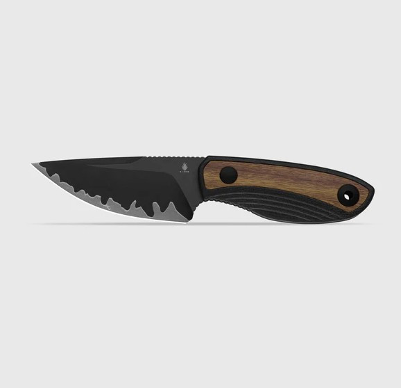 Kizer Finch Fixed Blade Knife Acid Washed 3-Layer Composite Steel/Black G-10 & Mkuruti Wood 1134A1
