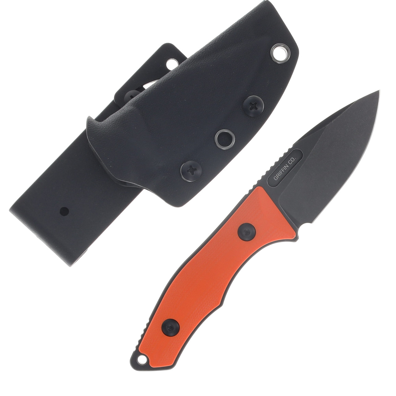 Griffin Scout 2.5 Fixed Blade Blackwash Magnacut - Titanium Orange G10 GRIFFS2.5BWORNGG10