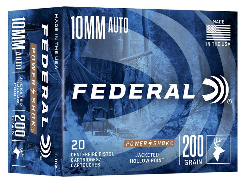 Federal Power-Shok 10mm Auto JHP 200gr Hunting Ammo 20rd Box
