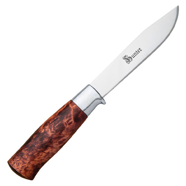 Brusletto Hunter Fixed Blade Stained and Oiled Curly Birch Handle 12C27 Blade BRU10108