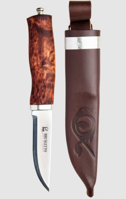 Brusletto Norgeskniven Fixed Blade Stained and Oiled Curly Birch Handle BRU10110