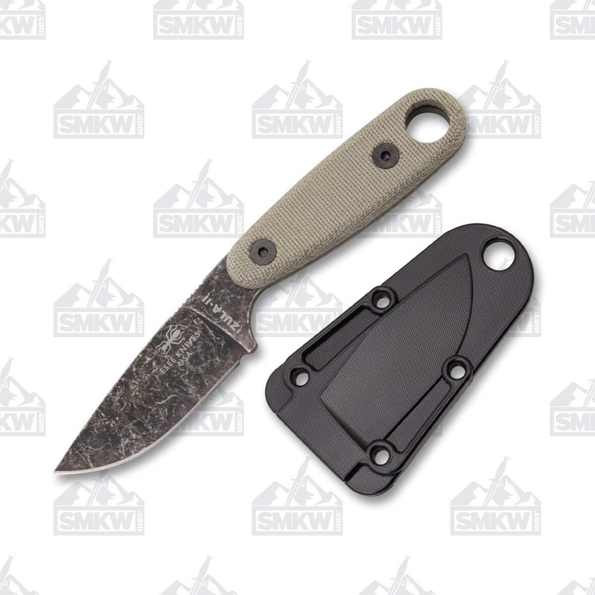 ESEE Knives Izula II Fixed Blade Tan Canvas Micarta Tumbled Black Oxide 1095