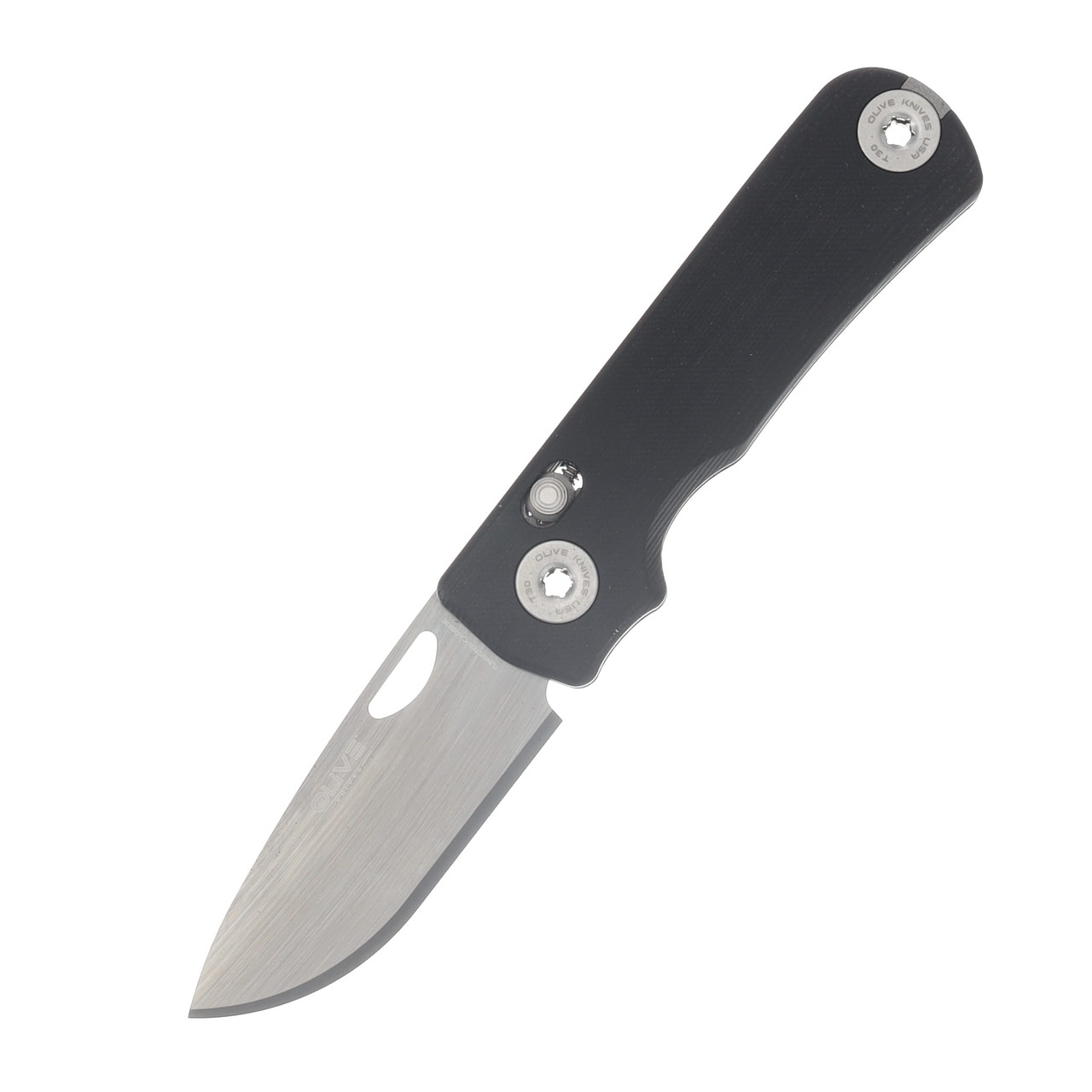 Olive Knives Lenta Folding Knife Black G10 Handle Tungsten Carbide Blade LNT-G10BLK-TC