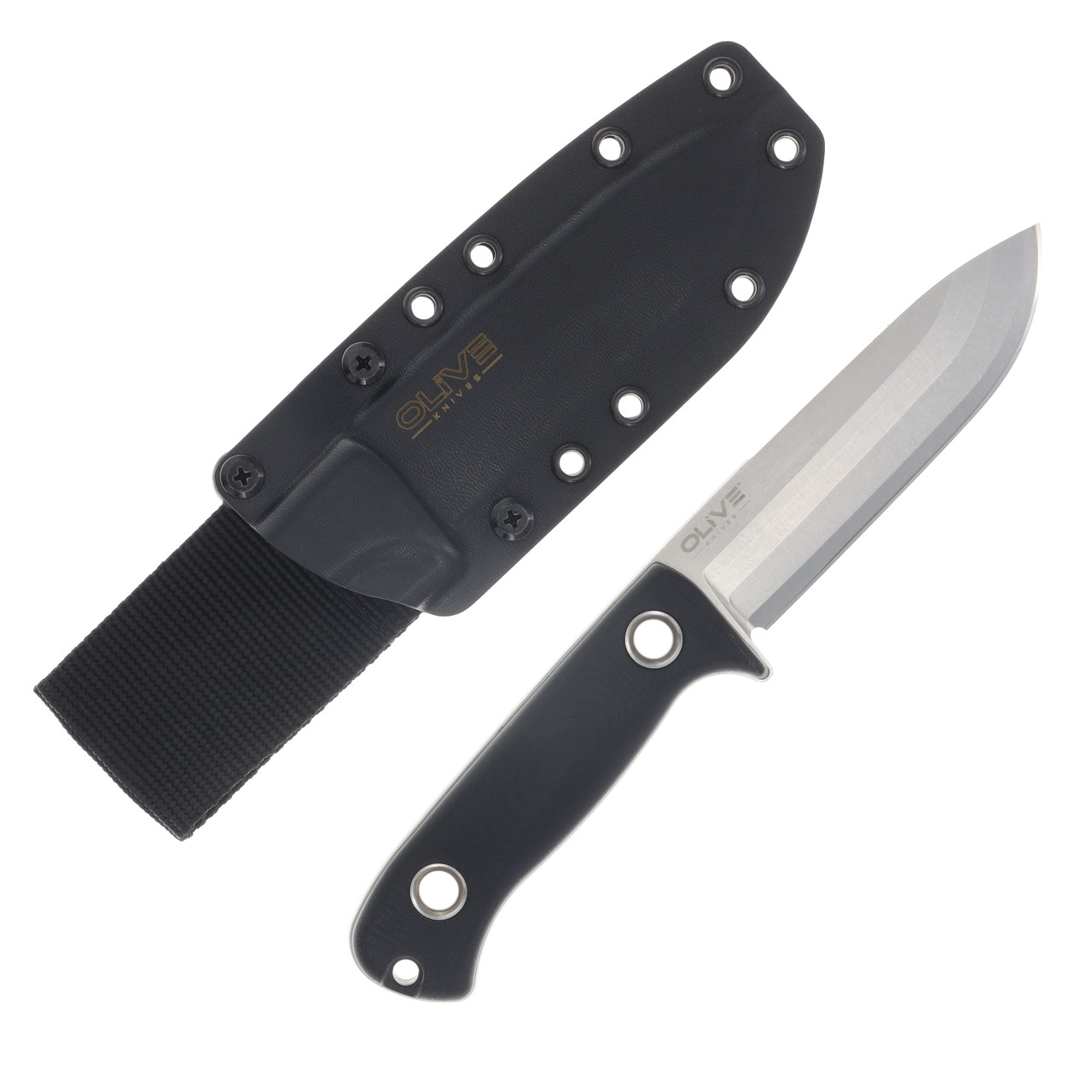 Olive Knives Arbor Fixed Blade Black G10 Handle Stonewash Elmax - Kydex Sheath ABR-G10BLK-SW-K