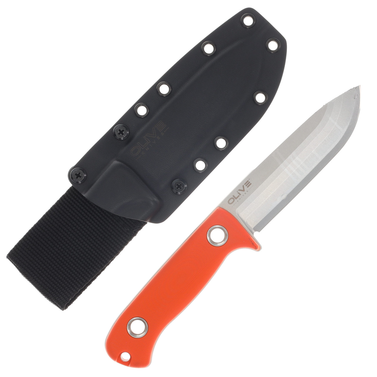 Olive Knives Arbor Fixed Blade Orange G10 Handle Stonewash Elmax - Kydex Sheath ABR-G10ORN-SW-K