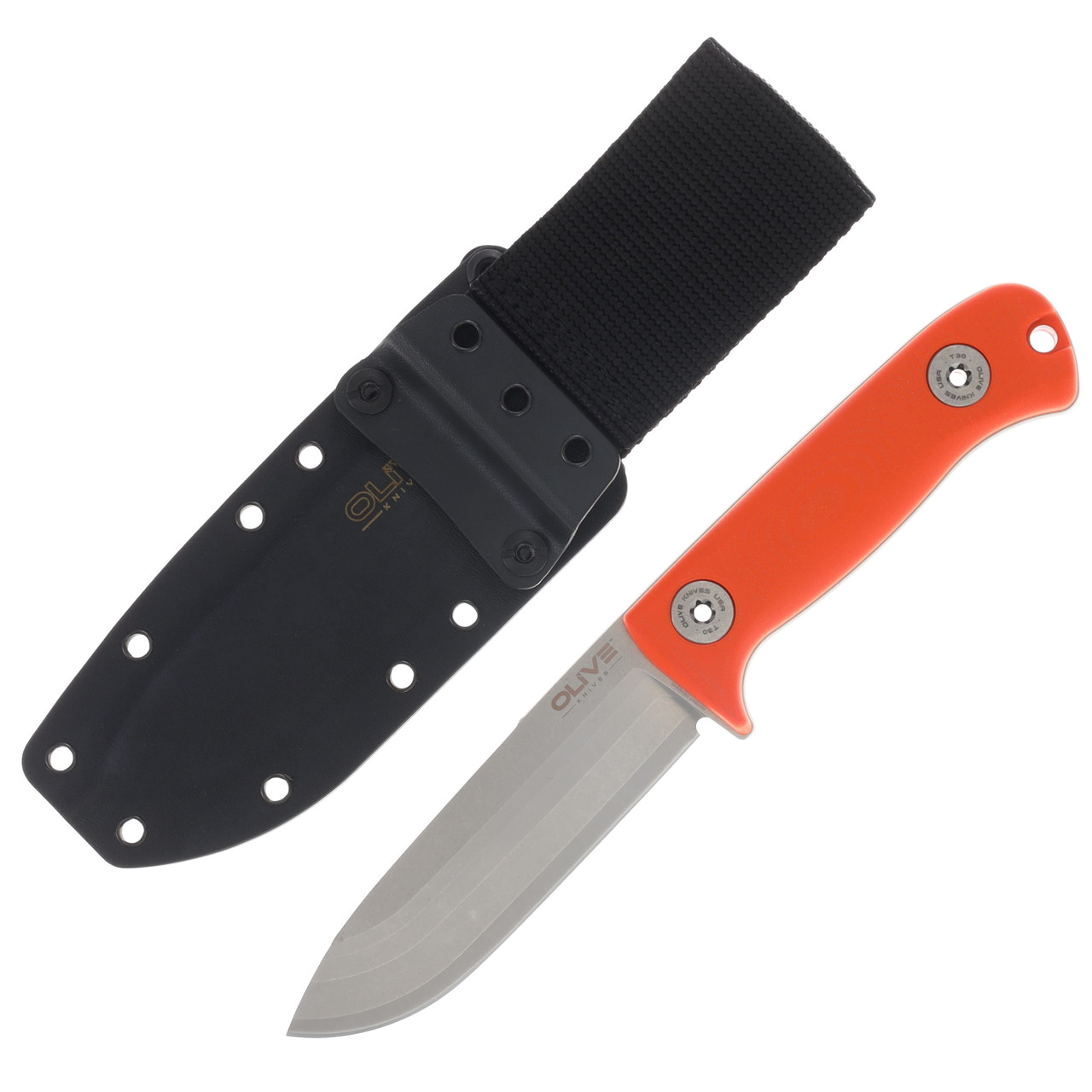 Olive Knives Arbor Fixed Blade SS Fastener Black G10 Stonewash Elmax Kydex Sheath AB2S-G10BLK-SW-K