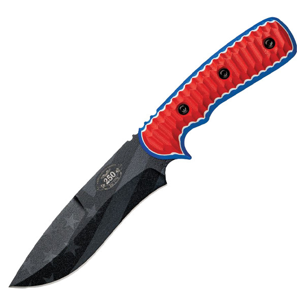 TOPS Mountain Lion Fixed Knife Freedom Edition Red White and Blue G-10 Handle Black Blade TPMTNLNFRDM