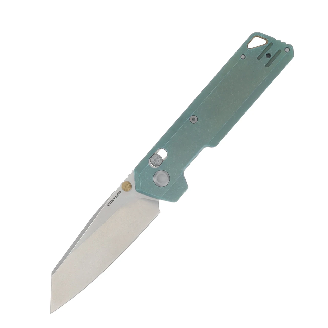 Vosteed Parallel Folding Knife 154CM Stonewash Blade Green Titanium Handle A3519