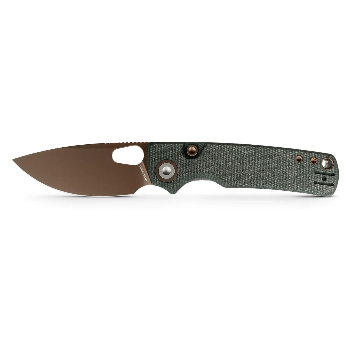 Vosteed Porcupine Thumb Hole Folder 14C28N Copper Dune Blade Green