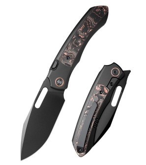Remette Knives Orca Folder Black Titanium and Copper Foil Carbon Fiber Handle Black M390 Blade ORCATB