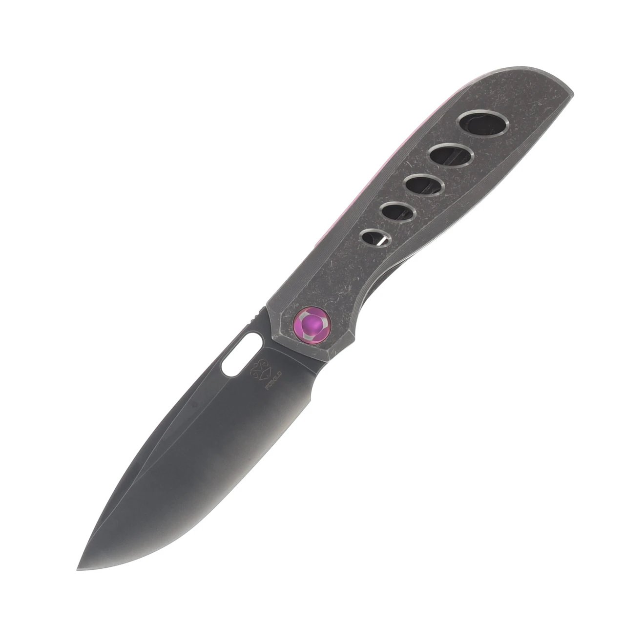 Poikilo Blade Gecko Folding Knife Standard DSW V4 TI Handle W/ 5 Ovals M398 Blade POIBGECSDSWV45OVL