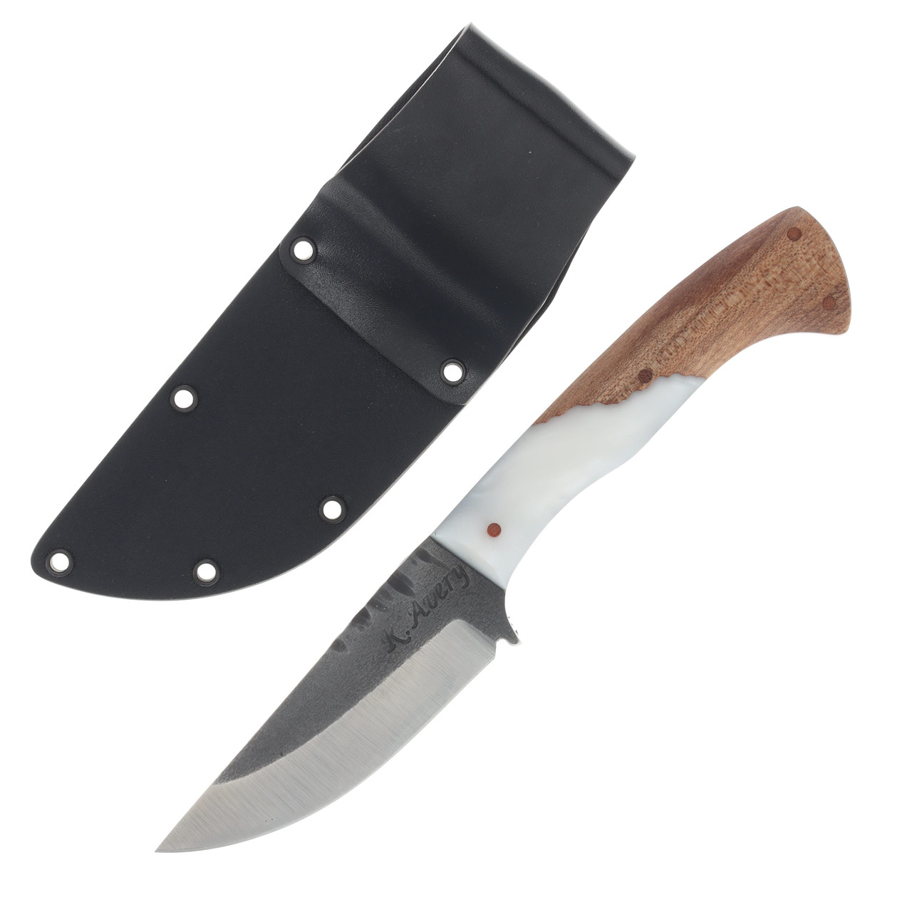Avery Knifeworks Field Knife Fixed Blade Forged Magnacut/Pearl White Resin & Maple AK01PWM