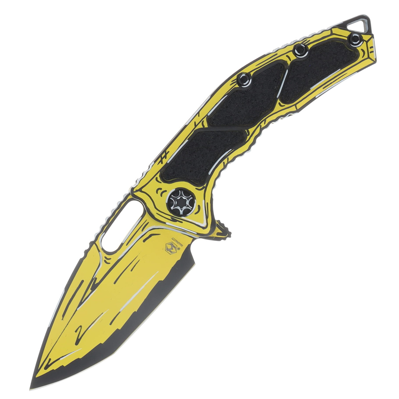 Heretic Medusa Framelock Folding Knife Yellow Cel Shaded Magnacut Tanto H009-CS-YW