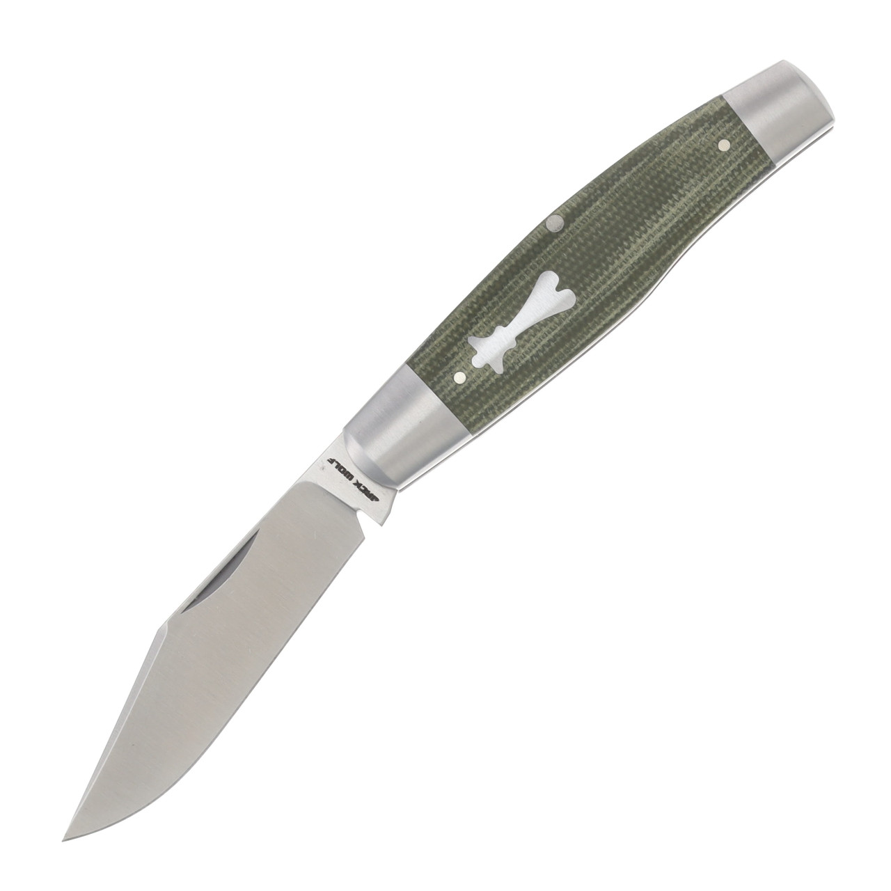 Jack Wolf Stockman Green Canvas Micarta Folding Knife STOCK-01-GRN-CAN-MIC
