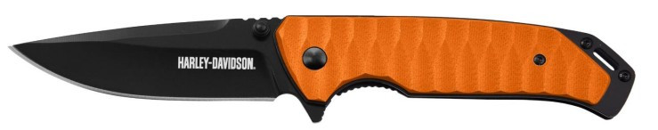 Tec X Harley Davidson Linerlock Folder Orange G-10 Handle w/Black Liner and Pocket Clip CA52283