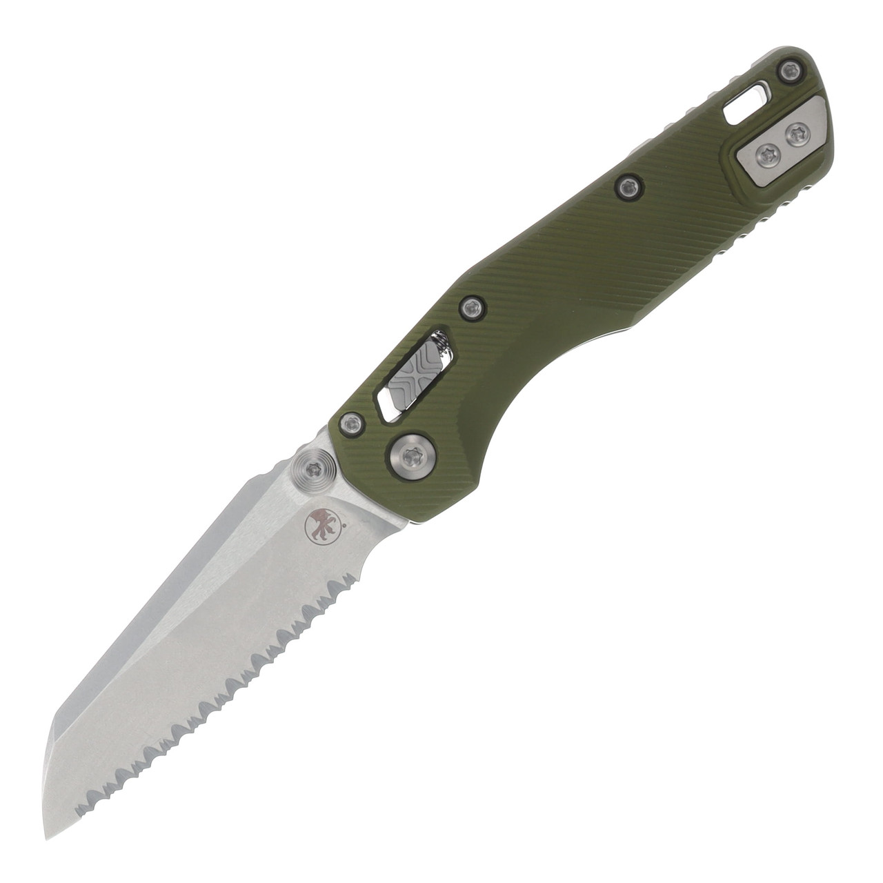 Microtech MSI Mini RAM-LOK Folder SW Full Serrate Fluted Aluminum OD Green MT210M12FLOD